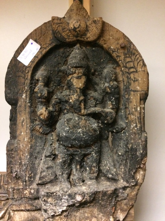 Panneau ancien en bois, Ganesh,45x30 cm