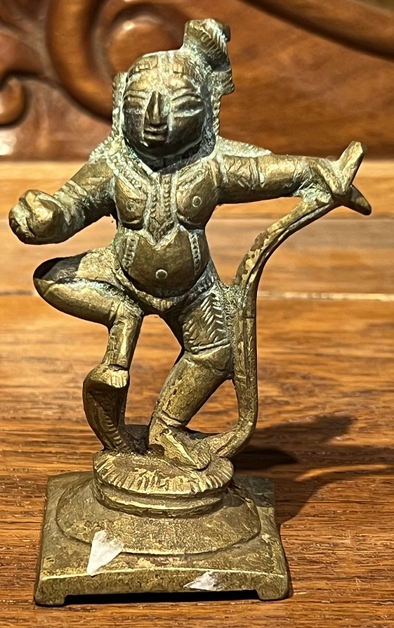 Krishna Kaliya ancien en métal, 9,8cm