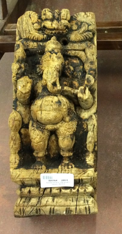 Panneau en bois, char ancien,Ganesh, 36x13cm