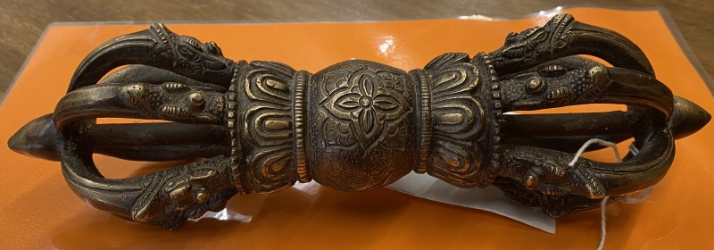 Vajra tibétain en metal, 24cm