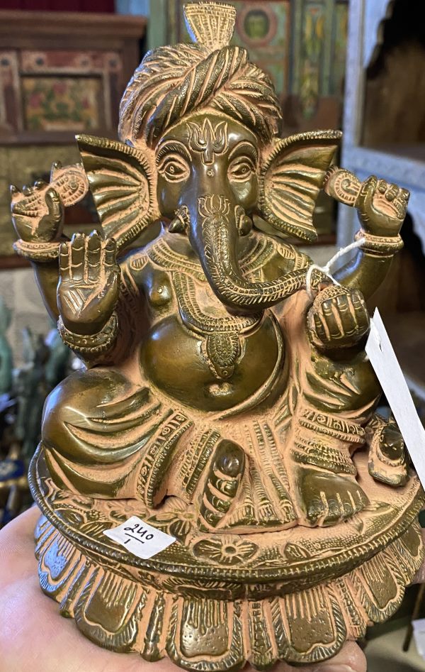 Ganesh assis en metal, 20 cm