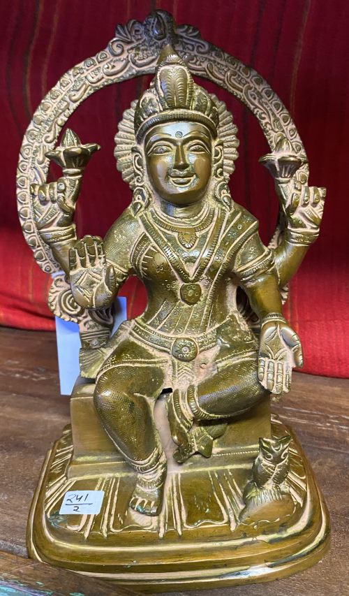 Lakshmi assise en metal, 24,5cm