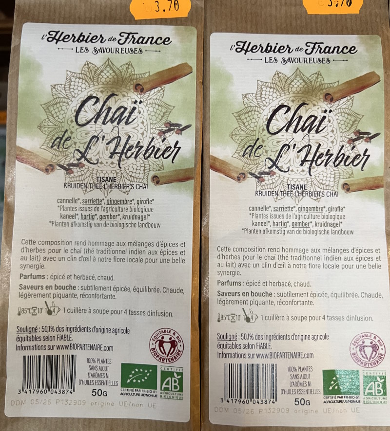 BIO - Mélange chai de l'Herbier - 50g - Herbier de France
