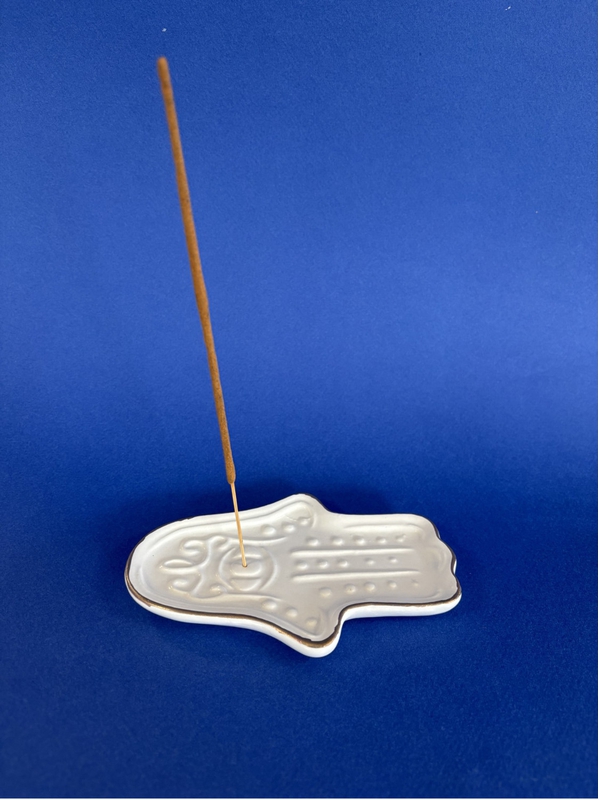 Porte-encens en céramique Main de Hamsa