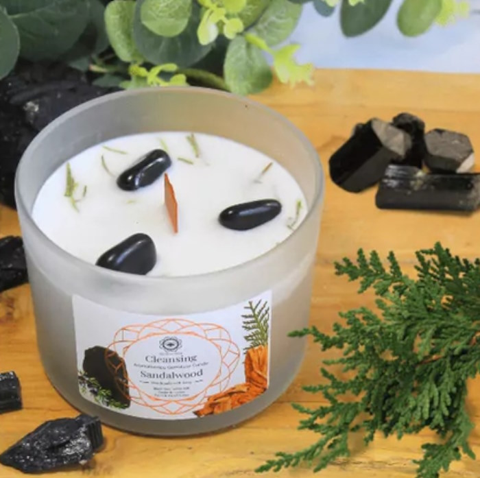 Bougie Litho Green Tree Nettoyage energetique Bois Santal [DG]