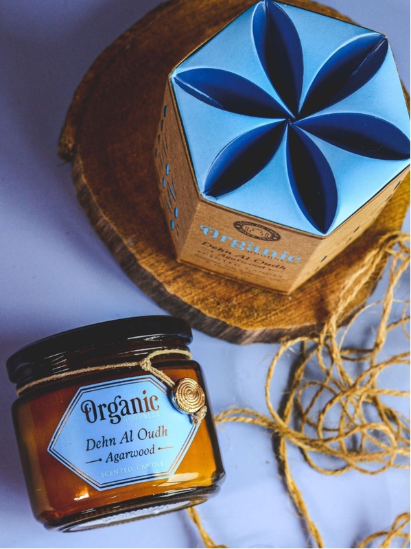 Bougie parfumée Organic en Cire végétale Bois d'Oud 200 grs