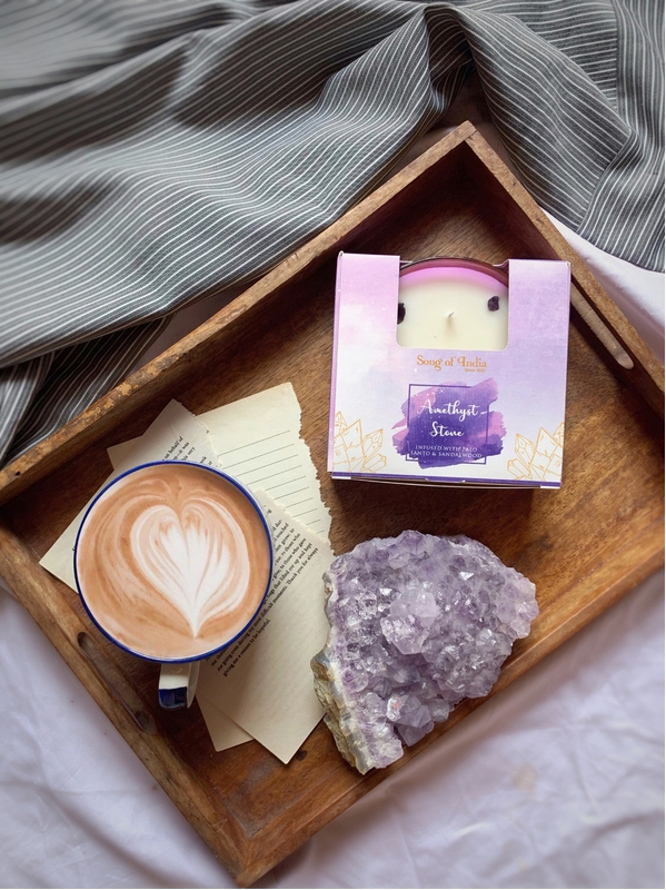 Bougie parfumée Pierres de Guérison Améthyste 200 g - 3 mèches