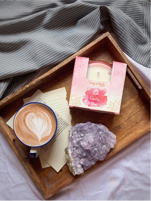 Bougie parfumée Pierres de Guérison Quartz rose 200 g - 3 mèches