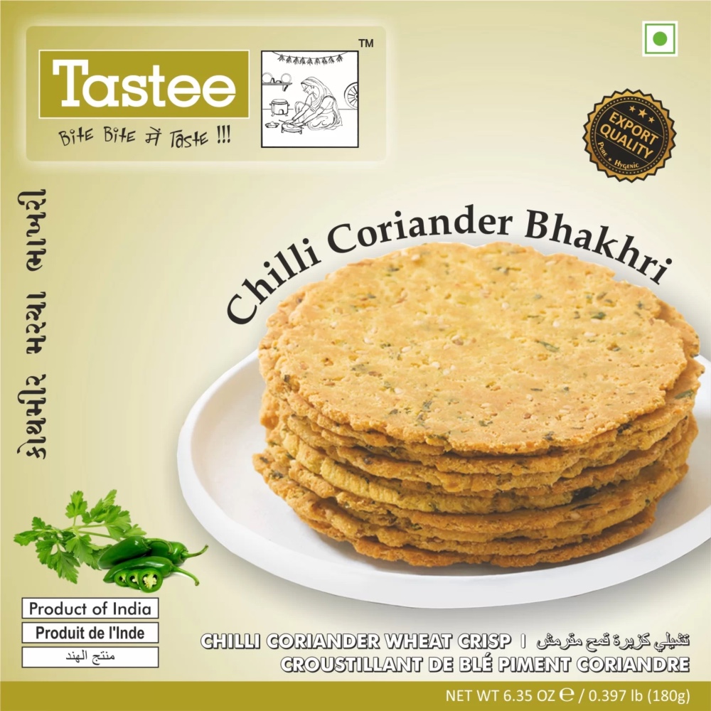 Coriander Chilli Bhakhri - biscuits coriandre / piment - 180g - Tastee