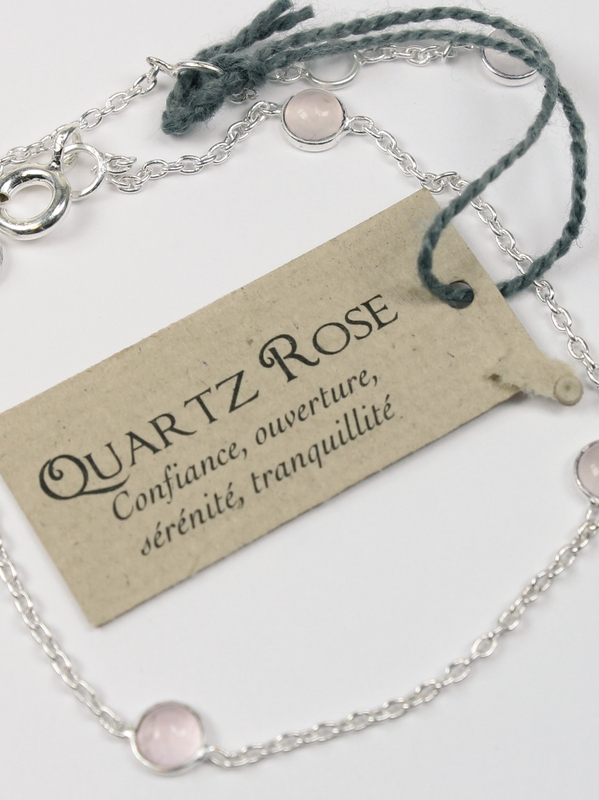 Bracelet pierres Quartz rose 4 mm - Argent 925