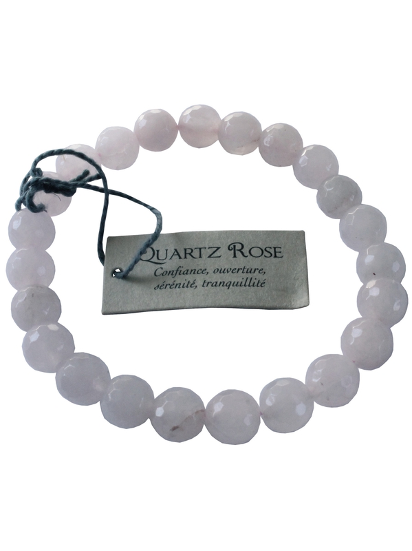 Bracelet Quartz Rose Perles rondes facettées