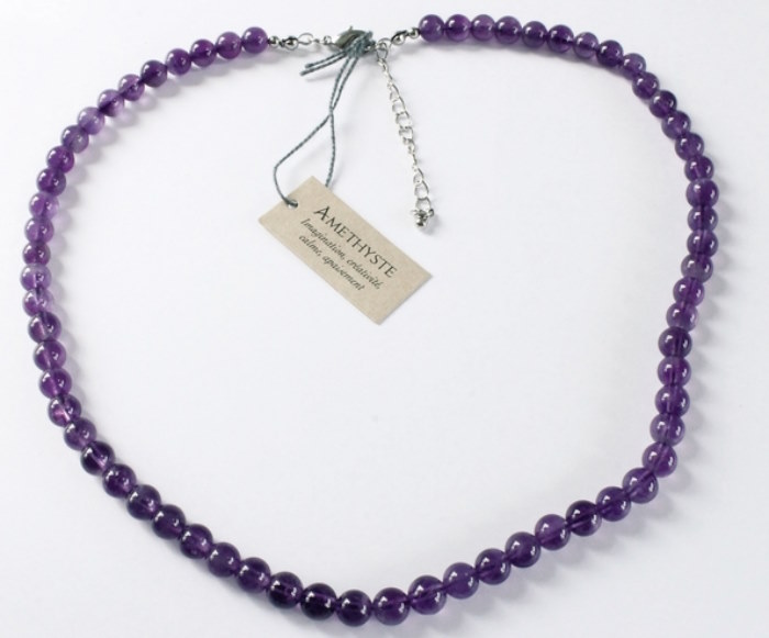 Collier Améthyste Perles rondes 6 mm