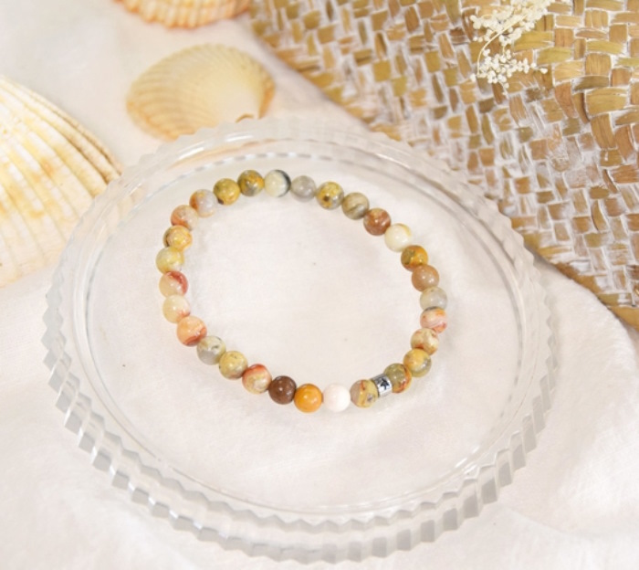 Bracelet Agate Crazy Lace Perles rondes 6 mm