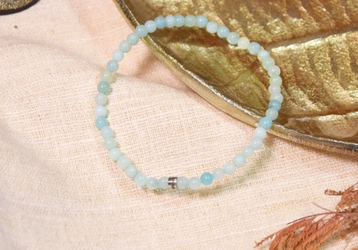 Bracelet Amazonite Perles rondes 4 mm
