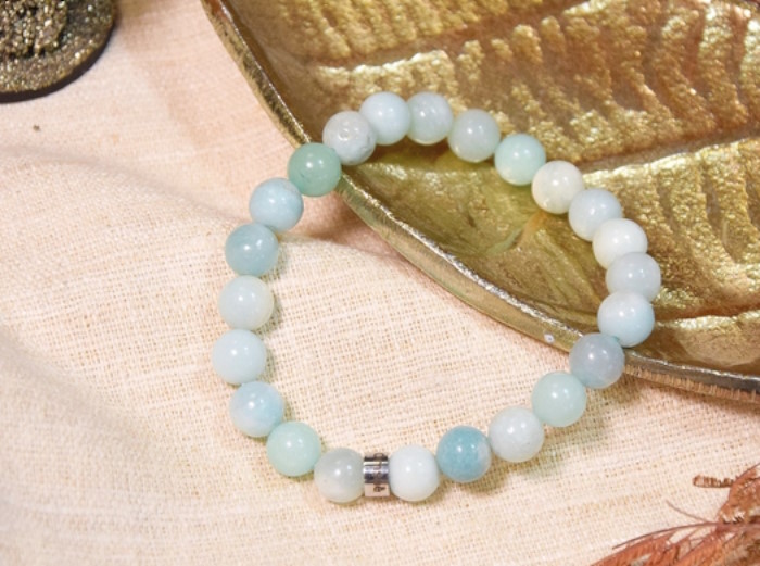 Bracelet Amazonite Perles rondes 8 mm