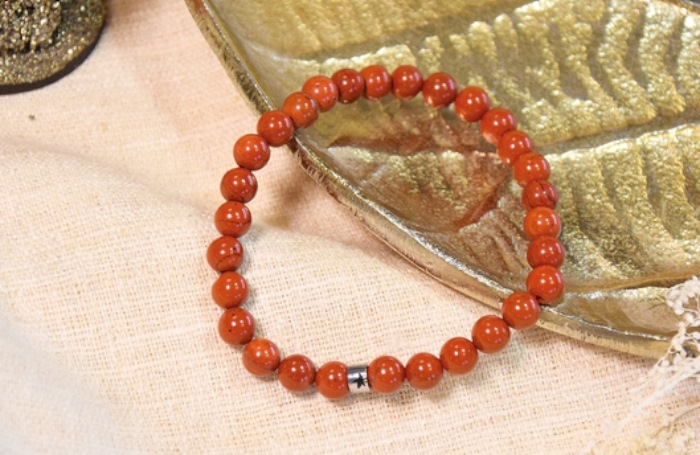 Bracelet Jaspe Rouge Perles rondes 6 mm