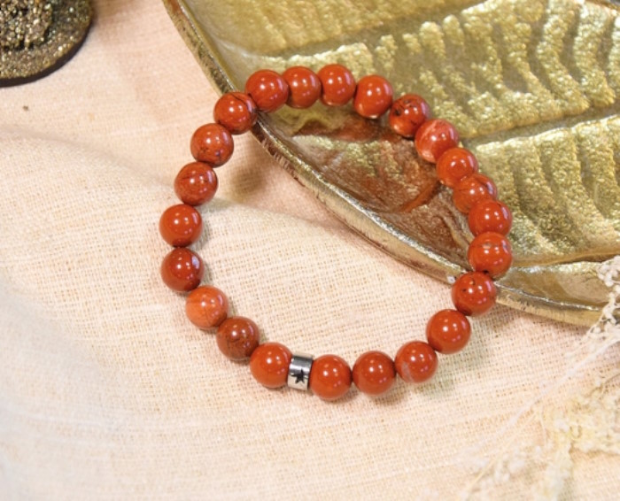 Bracelet Jaspe Rouge Perles rondes 8 mm