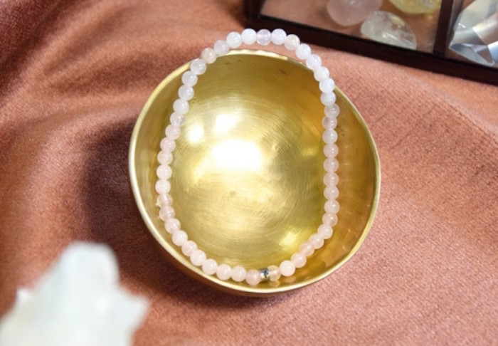 Bracelet Quartz Rose Perles rondes 4 mm