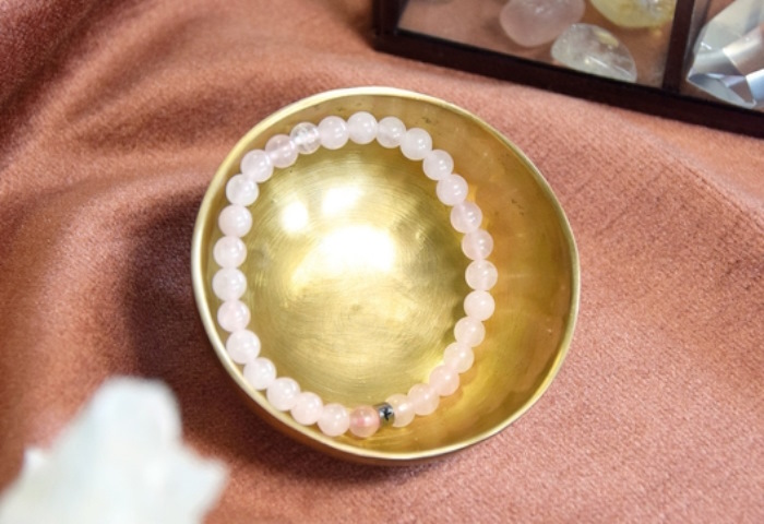 Bracelet Quartz Rose Perles rondes 6 mm