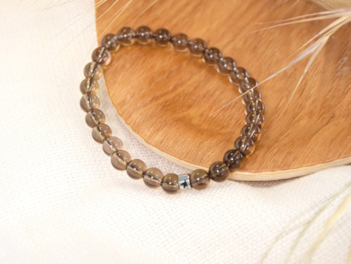 Bracelet Quartz Fumé Perles rondes 6 mm