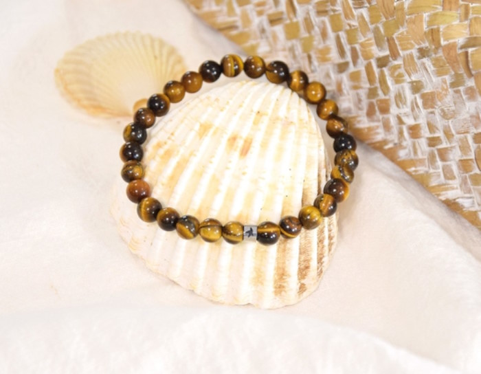 Bracelet Oeil de Tigre Perles rondes 6 mm