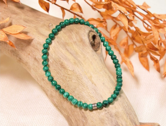 Bracelet Malachite Perles Rondes 4 mm