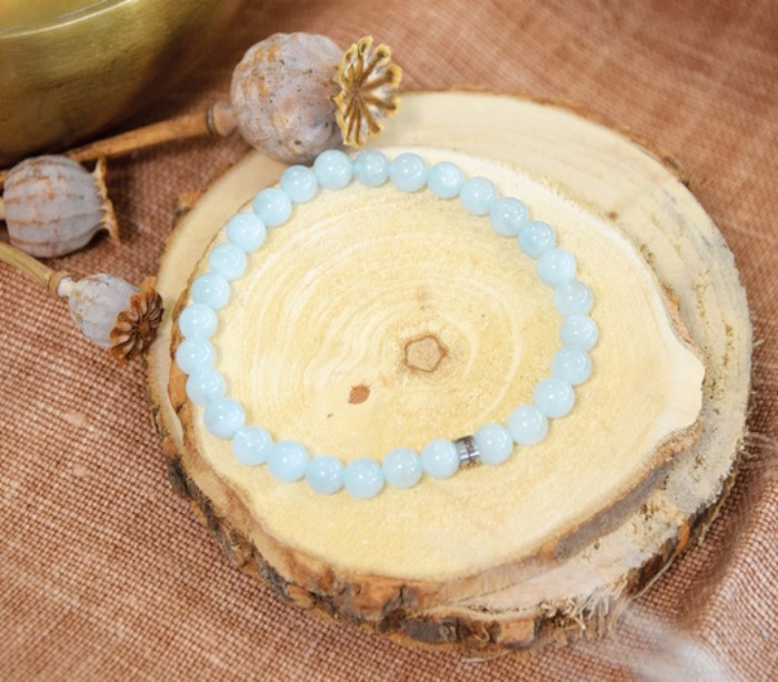 Bracelet Aigue-Marine Perles rondes 6 mm