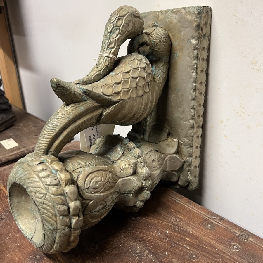 Applique en bois peint / perroquet, 28x28 cm