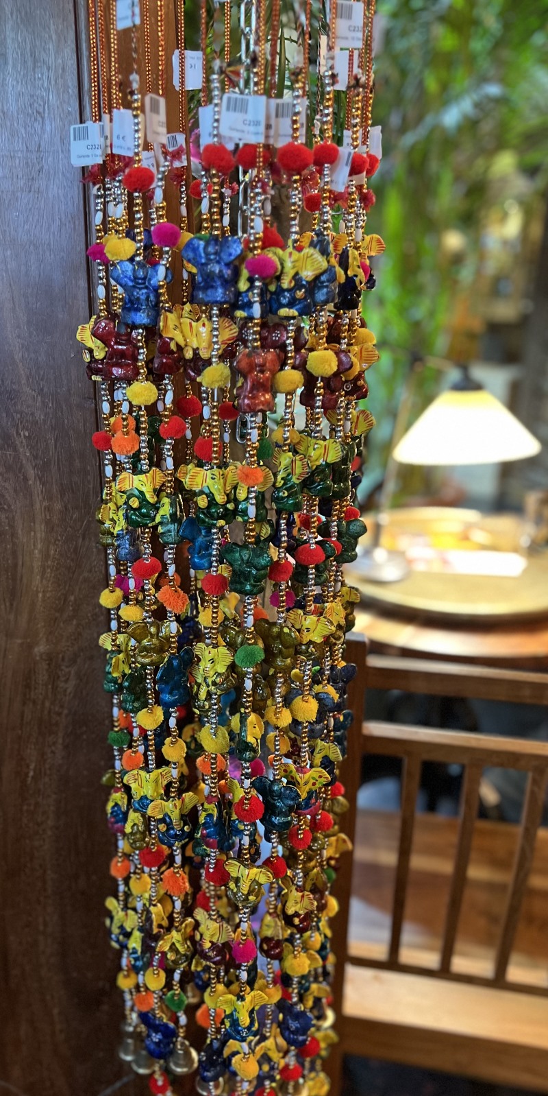 Guirlande: 5 Ganesh tc / perles, 80 cm