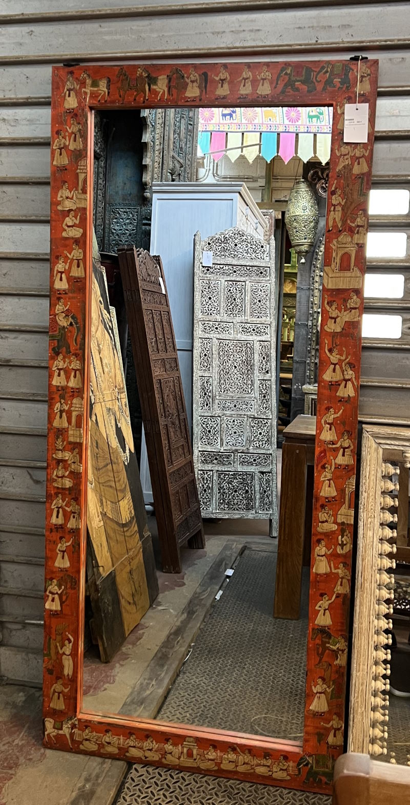 miroir cadre peint miniature Bundi 180X80
