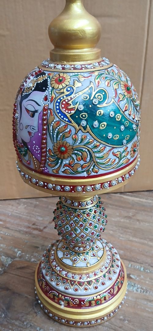 Lampe marbre & pierres semi-précieuses