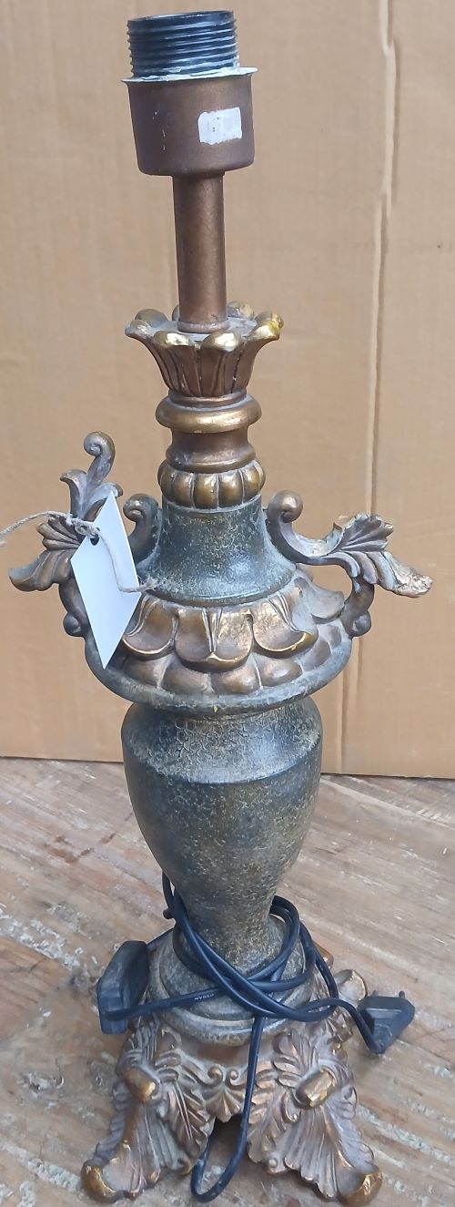 pied de lampe metal et pierre ancien