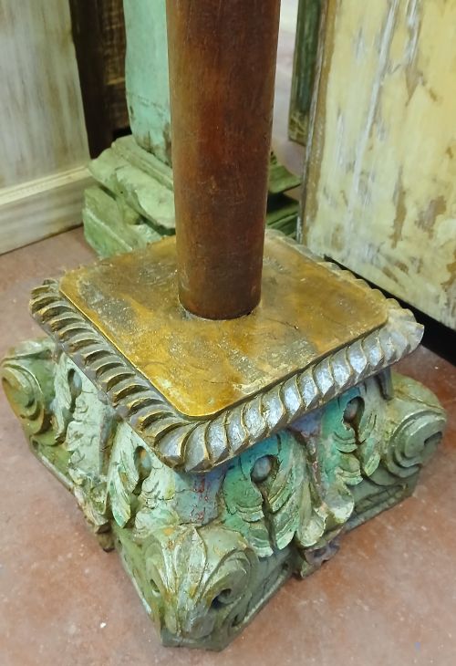 Lampadaire sur pied bois et metal ancien