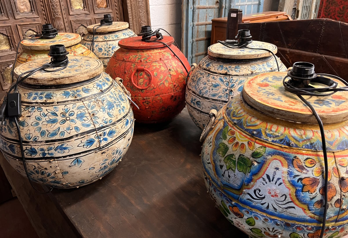 Lampe metal coloree (jarre transformee)