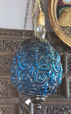Lampe verre armature métal