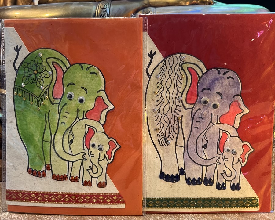 Carte éléphant yeux mobiles + enveloppe (13 x 19)