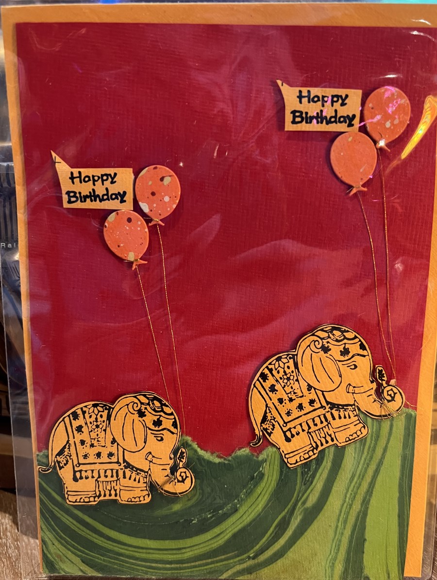 Carte happy birthday 2 éléphants
