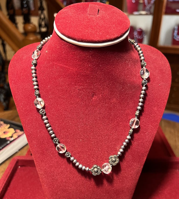 Collier argent Quartz - Perle