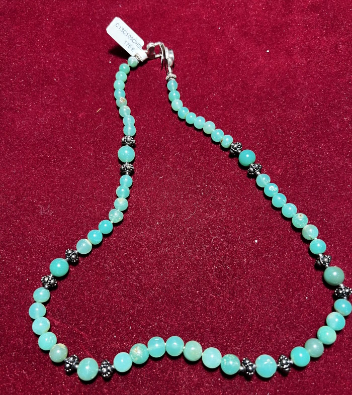 Collier argent Chrysoprase