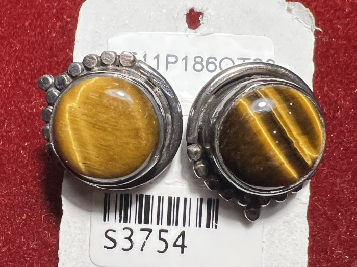 Boucle d'oreille argent Oeil de Tigre