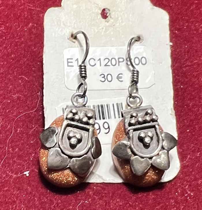 Boucle d'oreille argent Pierre de Soleil