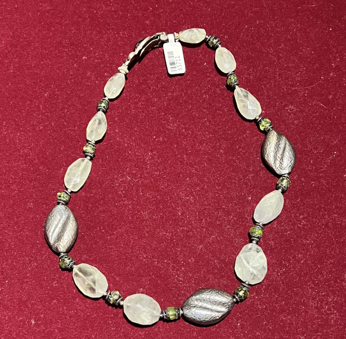Collier argent P&eacute;ridot - Prasiolite