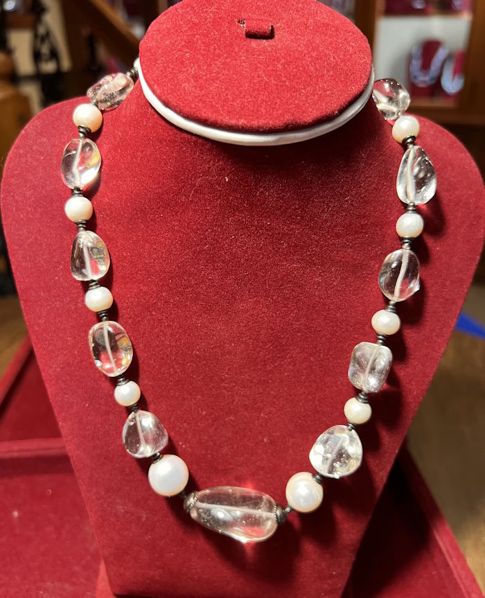 Collier argent Perle - Cristal