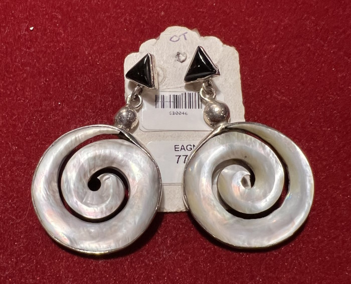 Boucle d'oreille argent et nacre