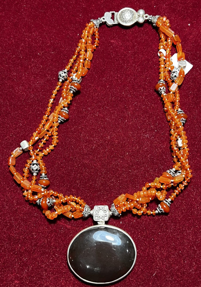 Collier argent Cornaline Onyx Noir