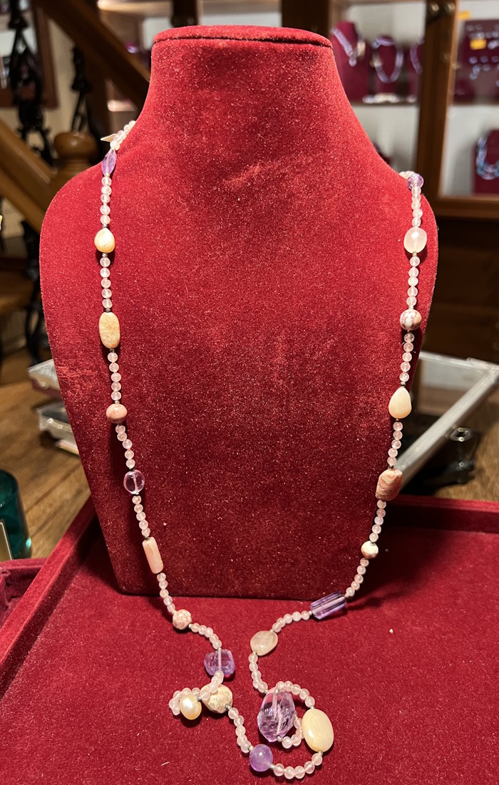 Collier argent Quartz Rose