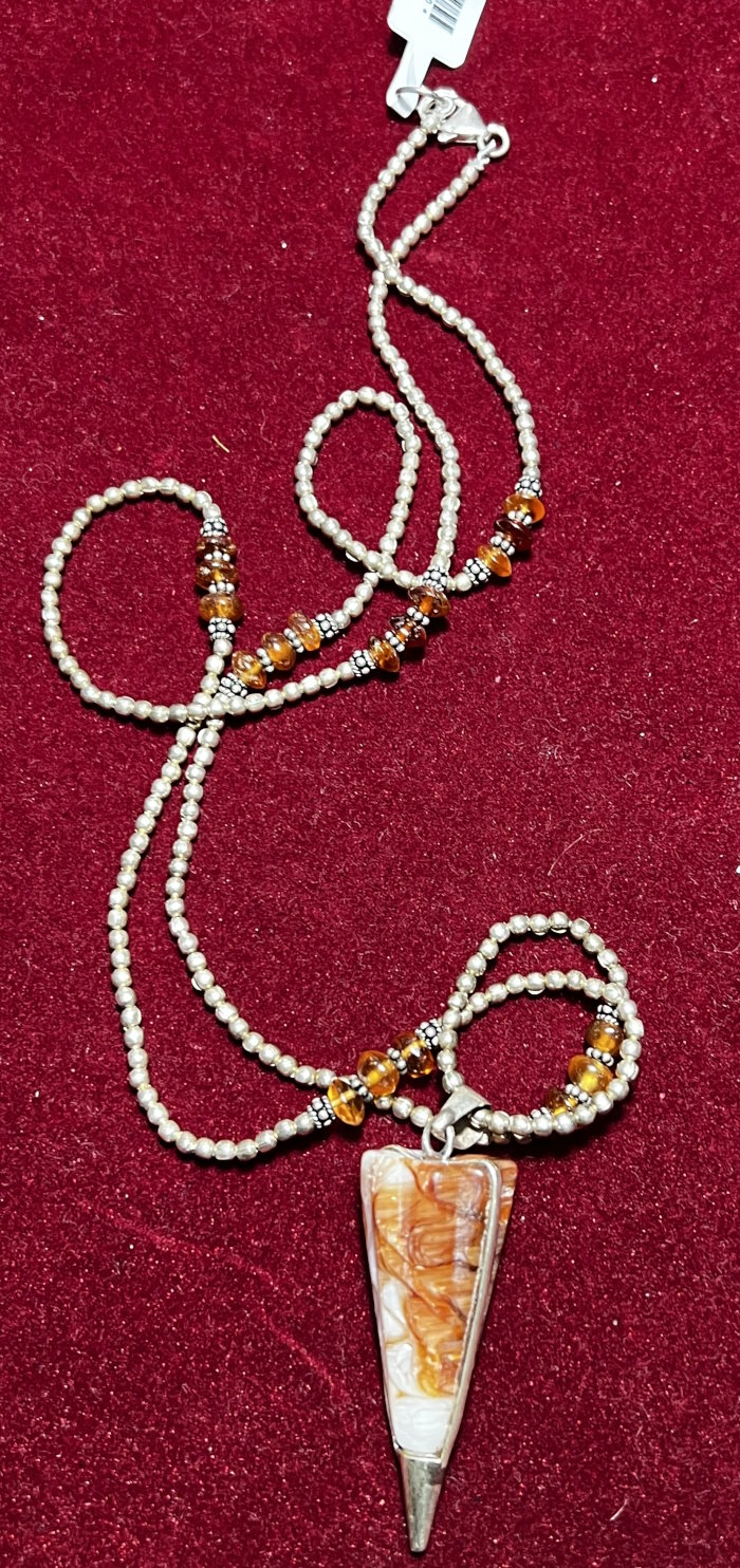 Collier argent Agate