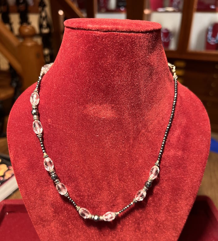 Collier argent H&eacute;matite - Cristal