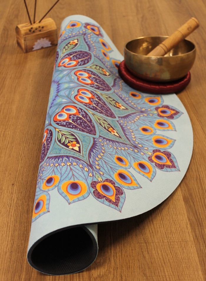 Tapis de M&eacute;ditation Rond Mandala Bleu