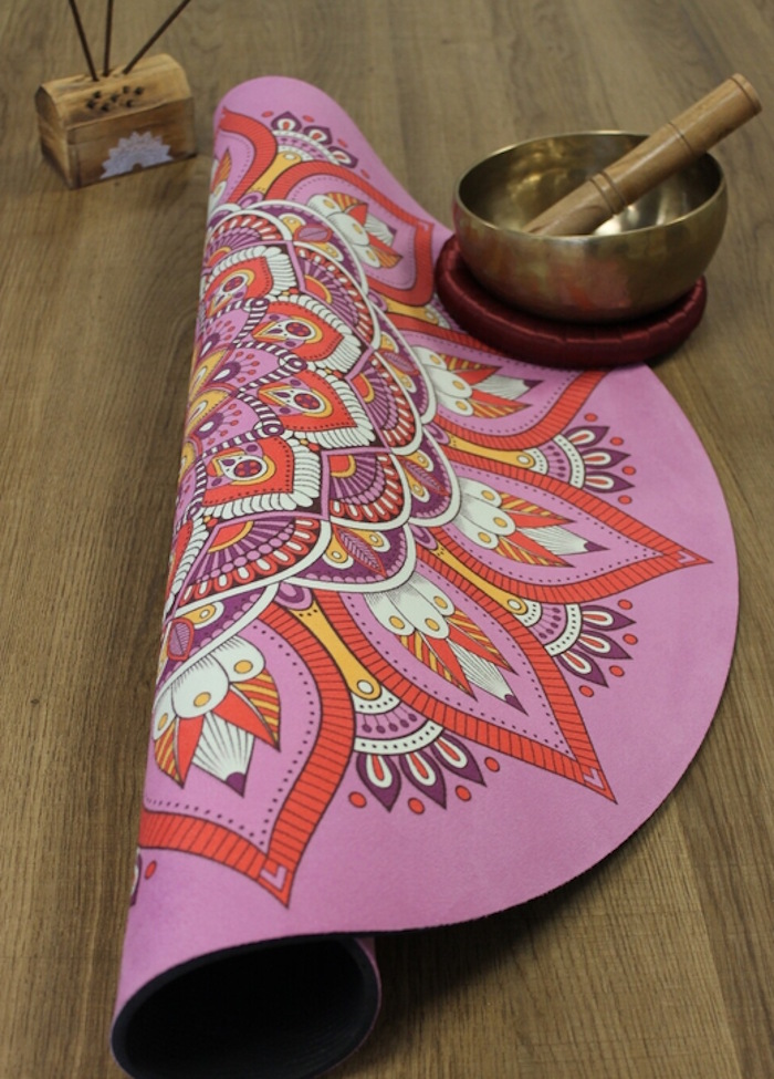 Tapis de M&eacute;ditation Rond Mandala Rose